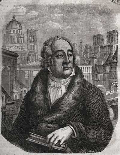 Jacques-Antoine Dulauren (Jacques Antoine) (1755-1835) muotokuva ranskalainen arkeologi ja historioitsija - Jacques Antoine Dulauren kaiverrus "Pariisin fyysinen, siviili- ja moraalinen historia: ensimmäisistä historiallisista ajoista nykypäivään". 1853 tekijältä French School