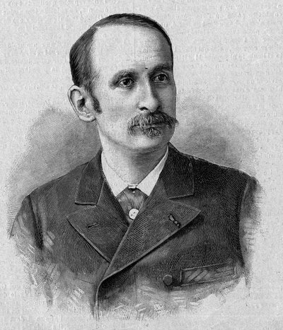 Jacques Marie Eugene Godefroy-Cavaignacin (1853-1905), ranskalaisen poliitikon, sotaministerin muotokuva vuonna 1895. Kaiverrus "La gazette du dimanche" -lehdessä 14. marraskuuta 1895. tekijältä French School