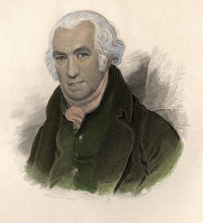 Muotokuva James Wattista (1736-1819), skotlantilainen insinööri ja mekaanikko. in "" Portraits des Hommes hyödyllinen" tekijältä French School