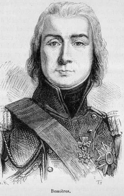 Jean Baptiste Bessièresin, Istrian herttuan, Ranskan marsalkka (1768 - 1813), muotokuva L¿tzenin taistelun aattona - Henri Martinin "Ranskan historiassa" tekijältä French School