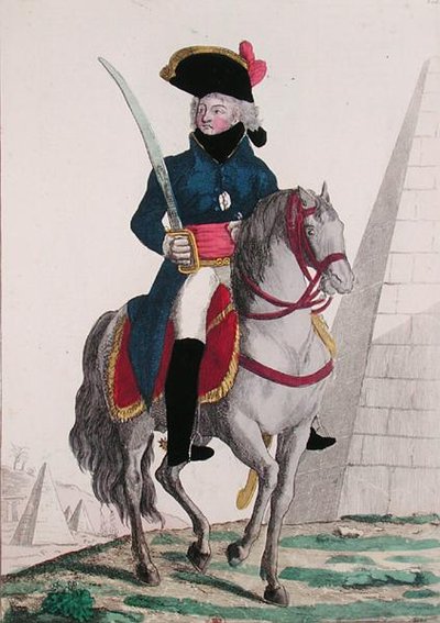 Jean Baptiste Kleberin (1753-1800) muotokuva pyramideissa, 1700-luvun loppu (värillinen kaiverrus) tekijältä French School