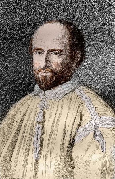 Jean Duvergier de Hauranne (1581-1643), Saint-Cyranin luostari, ranskalainen uskonnollinen ja teologi jansenisti (Jean du Vergier de Hauranne, Saint Cyranin luostari (1581-1643) ranskalainen munkki, joka toi jansenismin Ranskaan) Kaiverrus kohteesta " Vähe tekijältä French School
