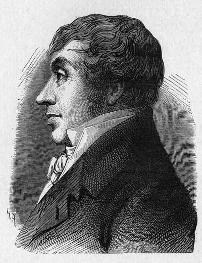 Muotokuva Jean Marie Josephista (Jean-Marie-Joseph) Coutellesta (1748-1835), tasavallan alaisuudessa toimivien sotilaslentokoneiden komentaja - "" Tiedealbumissa; maineikkaat tiedemiehet; Suuria löytöjä””” 1896 tekijältä French School