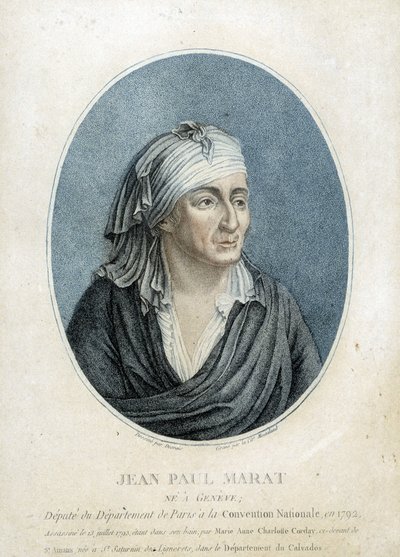 Muotokuva Jean Paul Maratista (1743-1793), ranskalaisesta lääkäristä, publicistista ja poliitikosta tekijältä French School