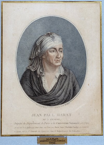 Muotokuva Jean Paul Maratista (1743-1793), ranskalaisesta lääkäristä, publicistista ja poliitikosta tekijältä French School