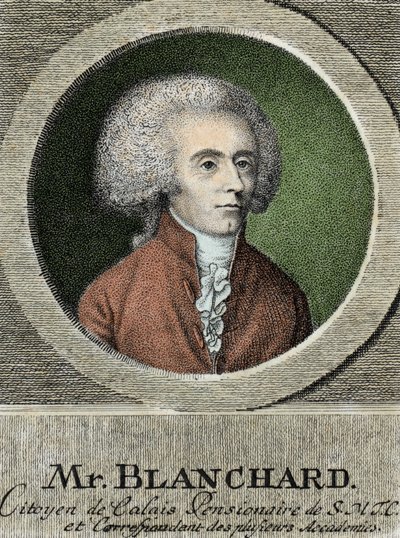 Jean Pierren (Jean-Pierre) Blanchardin (1753-1809), ranskalaisen ilmailun muotokuva. tekijältä French School