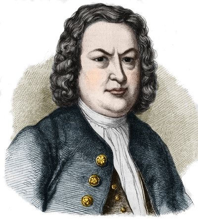 Jean Sebastian (Johann Sebastian) Bachin (1685-1750) muotokuva saksalaisesta säveltäjästä. Kaiverrus vuodelta 1858. tekijältä French School