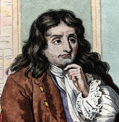Jean de La Fontainen (Lafontaine) (1621-1695), ranskalaisen fabulistin ja runoilijan muotokuva. tekijältä French School