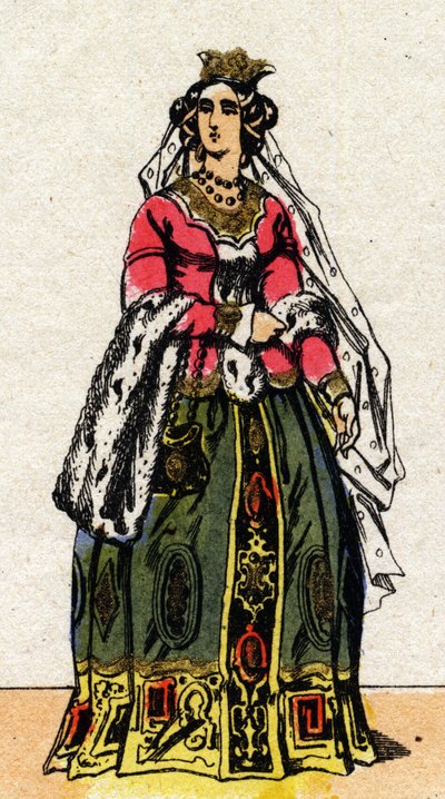 Jeanne de Bourbonin (1337-1378), ranskalaisen Kaarle V:n vaimon muotokuva. tekijältä French School