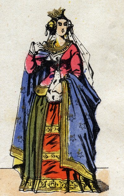 Muotokuva Jeanne Burgundiasta (n. 1291-1330), ranskalaisen Philip V:n vaimo. (Kapetian dynastia). tekijältä French School