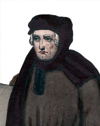 Muotokuva John Froissartista (1337-1404), ranskalaisesta keskiaikaisen Ranskan kronikoista. tekijältä French School