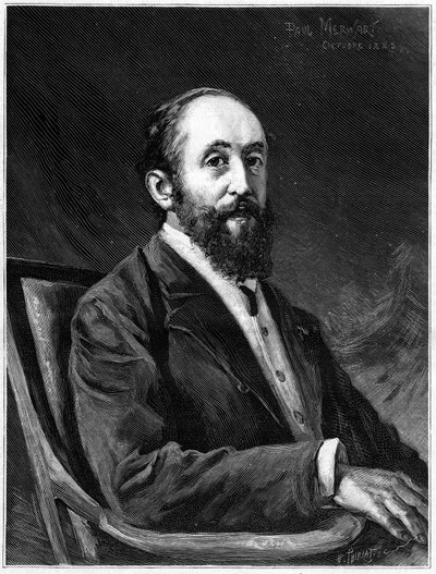 Jules Claretien (1840-1913), ranskalaisen kirjailijan ja ranskalaisen akatemian jäsenen muotokuva vuosina 1888-1913, kirjassa "" The Illustrous World" tekijältä French School