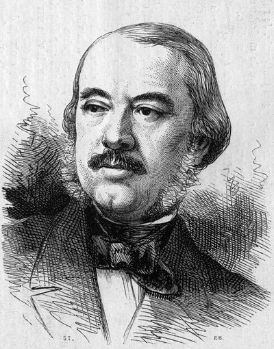 Muotokuva Leon Layasta (1810-1872), ranskalaisesta näytelmäkirjailijasta. Kaiverrus "" Le Monde Illustré" -julkaisussa nro 805, 14. syyskuuta 1872. tekijältä French School
