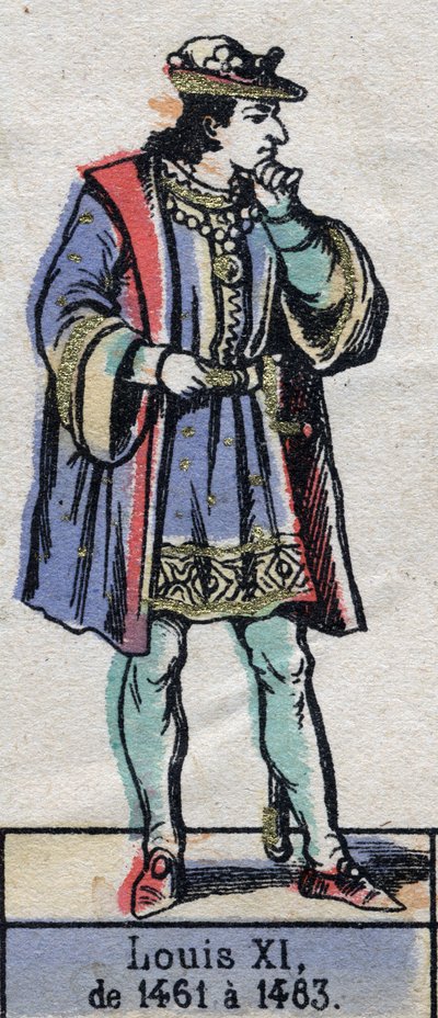 Muotokuva Ranskan Ludvig XI:stä, joka tunnetaan nimellä Varovainen (1423-1483) (Kapetsialaisten dynastia). Kuvitus 1800-luvun lopulla. tekijältä French School