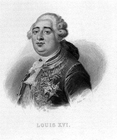 Ludvig XVI:n muotokuva - Thiersin "" Revolution francaise -kirjassa". 1800-luvulla tekijältä French School