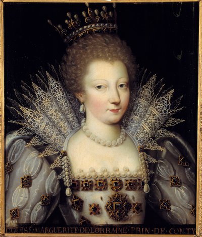 Muotokuva Louise Marguerite de Lorrainesta, 1600-luvun ranskalaisen koulukunnan Contin prinsessasta. Koko 0,57 x 0,47 m Chantilly, Musee Conde tekijältä French School