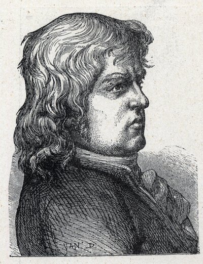 Ranskalaisen vallankumouksellisen poliitikon Marc Guillaume Alexis Vadier (1736 -1828) muotokuva. Kaiverrus vuodelta 1889. Yksityinen kokoelma. tekijältä French School