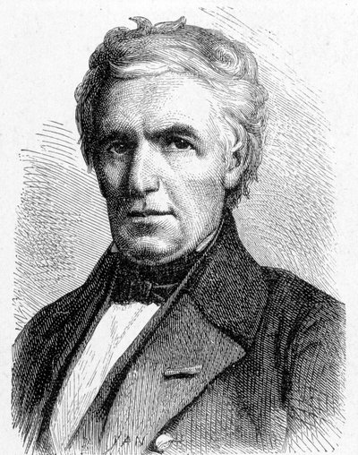 Muotokuva Marc Séguinista (1786 - 1844), ranskalaisesta insinööristä, joka loi riippusiltojen periaatteen, myös putkikattilan keksijä - teoksessa "Album de la Science; maineikkaat tiedemiehet; Suuria löytöjä””” 1896. tekijältä French School