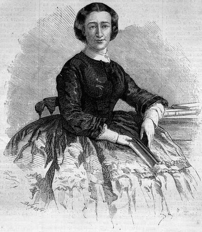 Muotokuva Maria Francisca de Salesista (1825-1860), Alban herttuattaresta ja ranskalaisen impress Eugenie de Montijon sisaresta. Kaiverrus "" Le Monde Illustré" -julkaisussa nro 180, 22. syyskuuta 1860. tekijältä French School