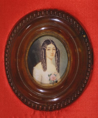 Marie Duplessisin (1824-1847) muotokuva, joka tunnetaan myös nimellä La Dame aux Camelias, 1847 (wc paperilla) tekijältä French School