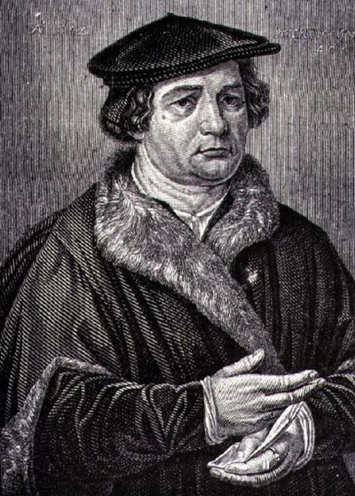 Martin Lutherin (1483-1546), saksalaisen uskonnonuudistajan muotokuva (kaiverrus) tekijältä French School
