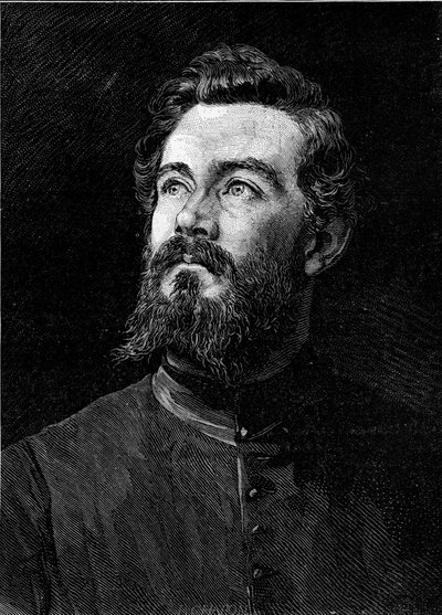 Muotokuva Michel Alexandre Debaizesta (Abbe Debaize) (1845-1879), ranskalaisesta kirkkomiehestä ja matkailijasta. Kaiverrus "" Le Monde Illustré" -julkaisussa nro 1194, 14. helmikuuta 1880. tekijältä French School