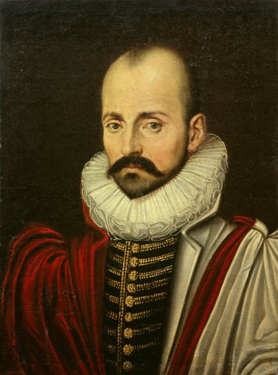 Muotokuva Michel Eyquem de Montaignesta (1533-1592), ranskalaisesta humanistifilosofista. 1600-luvun ensimmäisen neljänneksen ranskalaisen koulukunnan maalaus. Koko 0,70 x 0,52 m tekijältä French School