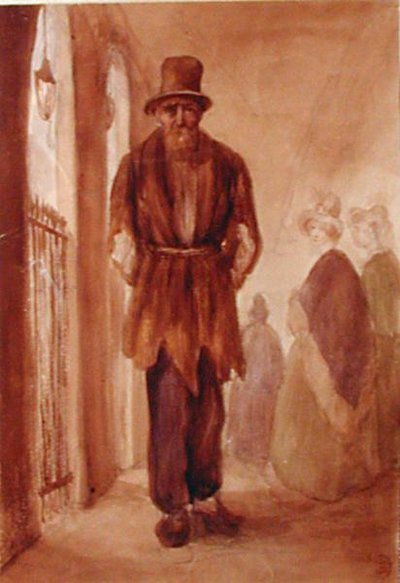 Monsieur Chodruc-Duclosin (1780-1842) muotokuva Palais Royalissa, n. 1820 (muste ja pesu paperille) tekijältä French School