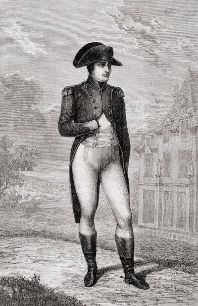 Napoleon Bonaparten muotokuva Louis Blancin teoksesta Ranskan vallankumouksen historia tekijältä French School