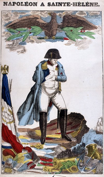 Napoleon Bonaparten muotokuva St. Helenassa. Kuva Epinalista tekijältä French School