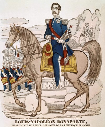 Napoleon III:n muotokuva - kansan edustaja, Ranskan tasavallan presidentti. (Charles Louis Napoleon Bonaparte) (1808-1873). Selkärangan kuva. tekijältä French School
