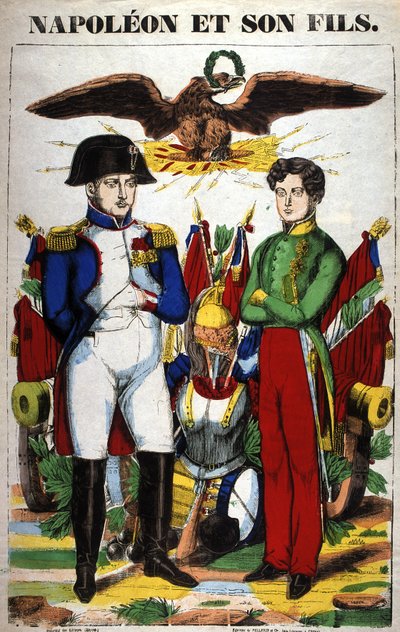 Napoleon I:n ja hänen poikansa Napoleon II:n muotokuva. Kuva Epinalista tekijältä French School