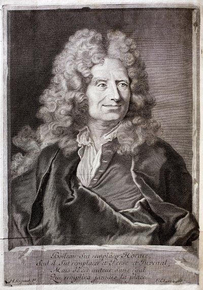 Muotokuva Nicolas Boileausta, joka tunnetaan myös nimellä Boileau Despreaux (Boileau-Despreaux) (1636-1711), runoilija, kirjailija. Kaiverrus M. Boileau Despreaux