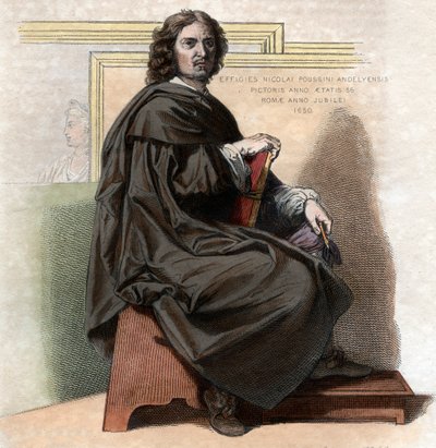 Ranskalaisen taidemaalarin Nicolas Poussinin (1594-1665) muotokuva. tekijältä French School