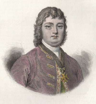 Muotokuva Nicolas Roze dit le Chevalier Roze (1675-1733), ranskalainen sotilas ja kuvernööri. teoksessa "Portraits des Hommes Useful". tekijältä French School