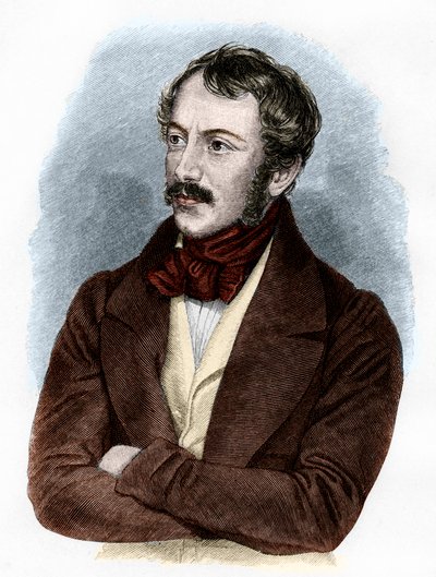 Nikolaus Lenaun muotokuva (värikaiverrus) tekijältä French School