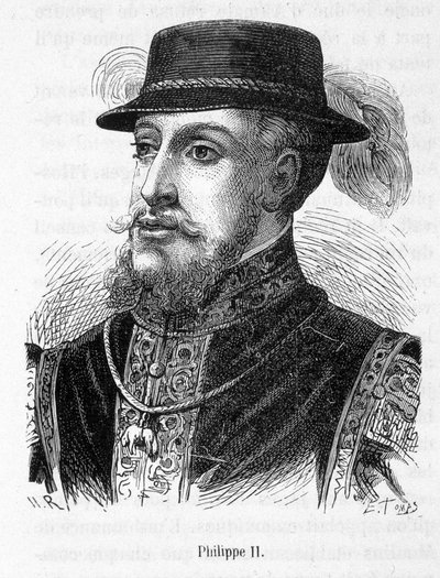 Muotokuva Philip II:sta (Philippe-Auguste) - Henri Martinin "Ranskan historiassa". tekijältä French School