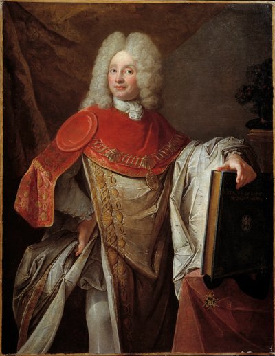 Muotokuva Philippe Joseph Perrotin de Barmondista, Pyhän Mikaelin ritarista ranskalaisen koulukunnan maalausritarikunnan puvussa. 1720 Su. 1,33x1,03 m Pariisi, Legion of Honor -museo - Philippe Joseph Perrotinin muotokuva Barmondista, Chevalier de tekijältä French School