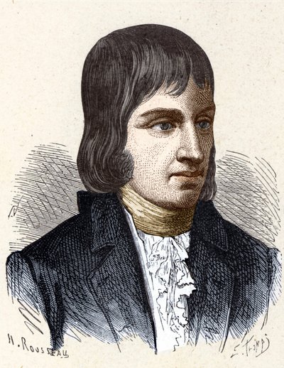 Muotokuva Philippe Lebonista (1769 - 1804), ranskalaisesta insinööristä ja kemististä (kaasuvalaistuksen keksijä) - "" Album de la Sciencessa; maineikkaat tiedemiehet; Suuria löytöjä””” 1896. tekijältä French School