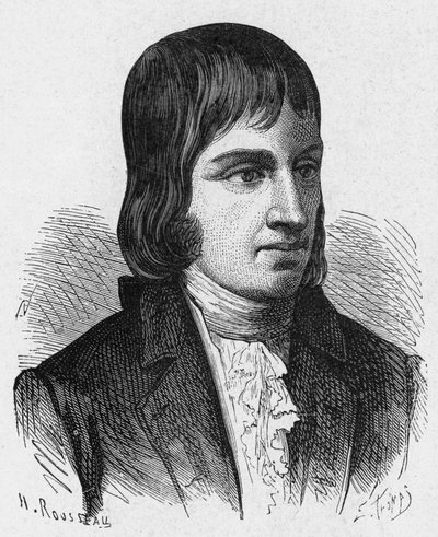 Muotokuva Philippe Lebonista (1769 - 1804), ranskalaisesta insinööristä ja kemististä (kaasuvalaistuksen keksijä) - "" Album de la Sciencessa; maineikkaat tiedemiehet; Suuria löytöjä””” 1896. tekijältä French School