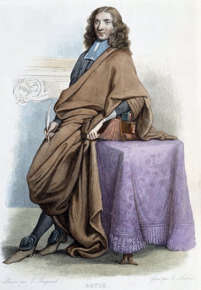 Pierre Baylen, ranskalaisen filosofin ja kirjailijan (1647-1706) muotokuva - teoksessa "Le Plutarque francais", kirjoittanut Mennechet tekijältä French School