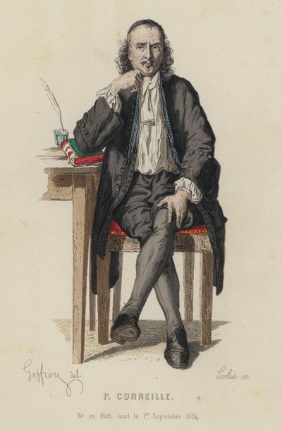 Pierre Corneillen, ranskalaisen näytelmäkirjailijan muotokuva (värikaiverrus) tekijältä French School