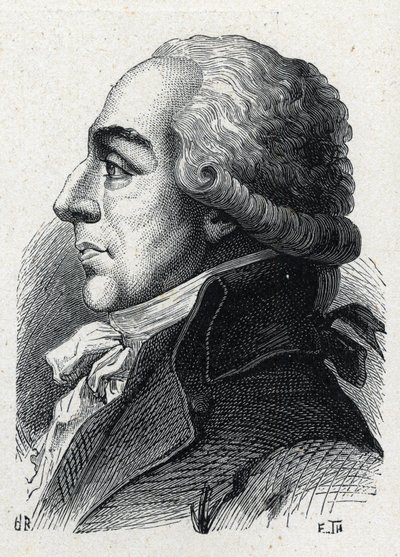 Pierre Louis Roedererin (1754-1835) muotokuva ranskalaisesta asianajajasta ja poliitikosta. Kaiverrus vuodelta 1889. Yksityinen kokoelma. tekijältä French School