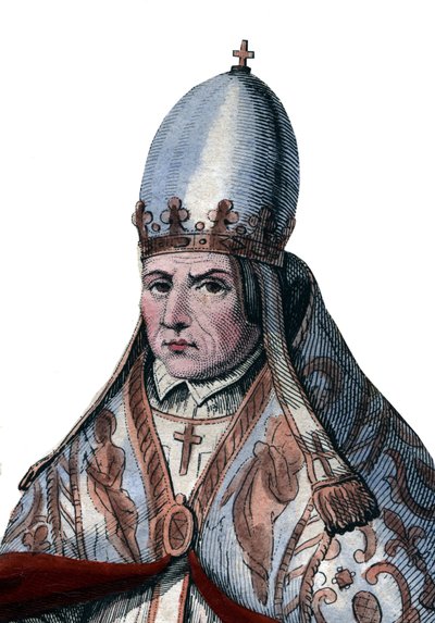Paavi Sylvester II:n (tai Silvester II:n) muotokuva (n. 938-1003). tekijältä French School