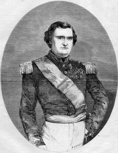 Prinssi Napoleon Joseph Charles Paul Bonaparten (1822-1891) muotokuva. Kaiverrus "" Le Monde Illustré" -julkaisussa nro 94, 29. tammikuuta 1859. tekijältä French School