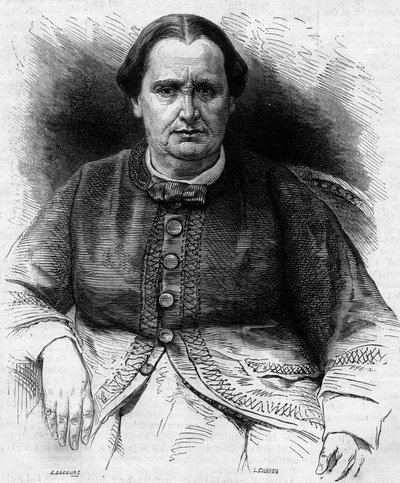 Prinsessa Elisa Napoleone Baciocchin (1806-1869), Napoleon I:n veljentytär, muotokuva. Kaiverrus "" Le Monde Illustré" -julkaisussa nro 618, 13. helmikuuta 1869. tekijältä French School