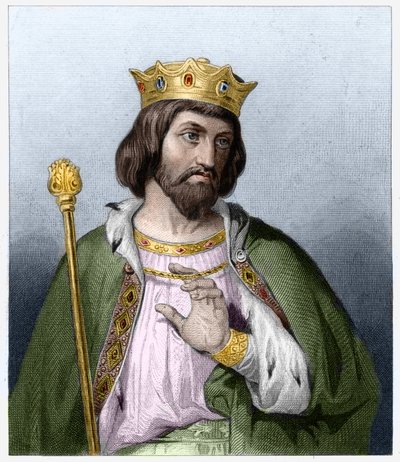 Muotokuva Robert II hurskasta (n. 972 - 1031), Ranskan kuningas - teoksessa "Histoire des Francais" Lavallee, kaiverrus, sd. tekijältä French School