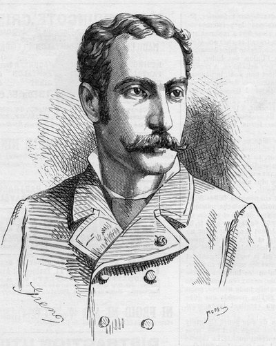 Portugalilaisen tutkimusmatkailijan Robert Ivensin (1850-1898) muotokuva elokuvassa "The Illustrous World" tekijältä French School
