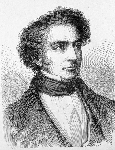 Muotokuva Robert Stephensonista (1803 - 1859) - "" Album of Sciencessä; Maineikkaat tutkijat; Suuria löytöjä””” 1896. tekijältä French School