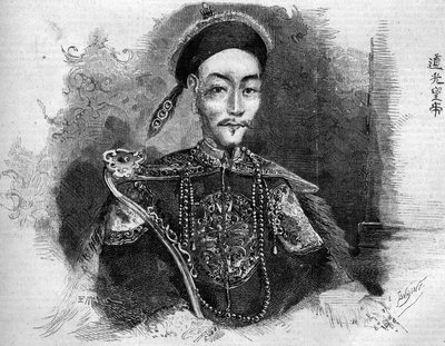 Muotokuva Toa Kwangista (Toa-Kwang tai Daoguang) (1782-1850), Qing-dynastian Kiinan keisarista. Kaiverrus "" Le Monde Illustré" -julkaisussa nro 136, 19. marraskuuta 1859. tekijältä French School